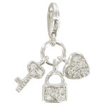 Les poulettes bijoux - charms argent 925 secrets - cl� , coeur et cadenas