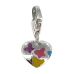 Les poulettes bijoux - charms argent coeur et petits papillons disco