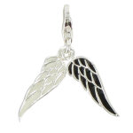 Les poulettes bijoux - charms argent deux ailes d'ange noir et blanche
