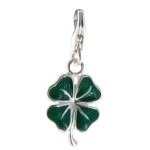 Les poulettes bijoux - charms argent tr�fle emaill� vert