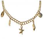 Les poulettes bijoux - collier acier dor� 316 l breloques tr�sors marins