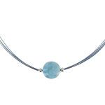 Les poulettes bijoux - collier argent 3 c�bles bleu et sa perle de larimar