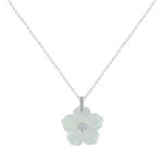 Les poulettes bijoux collier argent 925 fleur de nacre - taille 42 cm
