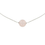 Les poulettes bijoux - collier argent 925 et sa perle de quartz rose