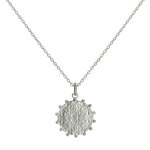 Les poulettes bijoux - collier argent 925 rhodi� m�daille martel�e et billes