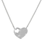 Les poulettes bijoux - collier argent coeur et son coeur ajour�
