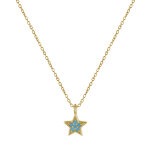 Les poulettes bijoux collier argent dor� petite etoile strass turquoise
