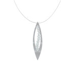 Les poulettes bijoux - collier argent feuille ajour�e et cristal - petit mod�le