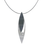 Les poulettes bijoux - collier argent feuilles argent oxyd� et strass - grand mod�le