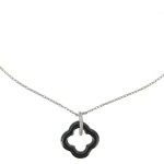 Les poulettes bijoux collier argent fleur c�ramique noire