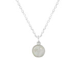 Les poulettes bijoux - collier argent m�daille de nacre etoile et strass - taille 45