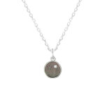 Les poulettes bijoux - collier argent m�daille de nacre grise etoile et strass
