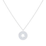 Les poulettes bijoux - collier argent m�daille ronde etoile ajour�e