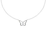 Les poulettes bijoux - collier argent papillon ajour� et trois strass