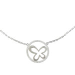 Les poulettes bijoux - collier argent papillon de lune et strass