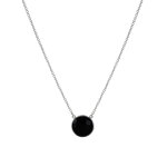 Les poulettes bijoux - collier argent pav� facett� d'onyx noir