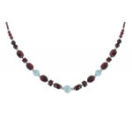 Les poulettes bijoux - collier argent perles de grenat et de larimar