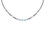 Les poulettes bijoux - collier argent perles d'h�matite et de larimar