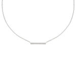 Les poulettes bijoux - collier argent rhodi� barrette de strass