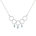 Les poulettes bijoux - collier argent rhodi� cinq anneaux cisel�s et trois perles fa
