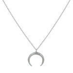 Les poulettes bijoux - collier argent rhodi� croissant de lune