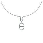 Les poulettes bijoux - collier argent rhodi� deux anneaux marin