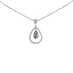 Les poulettes bijoux - collier argent rhodi� pendentif goutte de strass perle d'imit