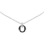 Les poulettes bijoux - collier argent rhodi� pendentif petit cercle c�ramique - clas