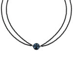 Les poulettes bijoux - collier argent rhodi� perle de culture gris noire 11mm et dou