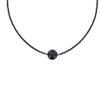 Les poulettes bijoux - collier argent rhodi� perle de culture gris noire 11mm et spi