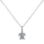 Les poulettes bijoux - collier argent rhodi� tortue des gal�pagos