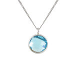 Les poulettes bijoux - collier argent rond cristal - classics - bleu ciel