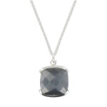 Les poulettes bijoux - collier argent et son carr� oeil de chat facet�e - classics -