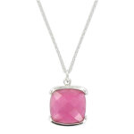 Les poulettes bijoux - collier argent et son carr� oeil de chat facet�e - classics -