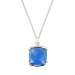 Les poulettes bijoux - collier argent et son carr� oeil de chat facet�e - classics -