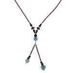 Les poulettes bijoux - collier argent toi et moi perles de grenat et de larimar