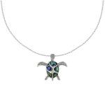 Les poulettes bijoux - collier argent tortue de nacre abalone