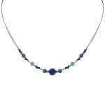 Les poulettes bijoux collier c�bles bleus boutons cyanite et perles de larimar