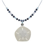 Les poulettes bijoux - collier c�bles bleus perles d'agate craquel�es de larimar de