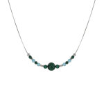 Les poulettes bijoux collier c�bles gris sept perles de malachite quatre perles de l