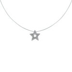 Les poulettes bijoux - collier c�ble nylon et etoile de strass argent rhodi�