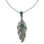 Les poulettes bijoux collier chaine argent feuille et perle de larimar