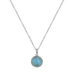 Les poulettes bijoux collier chaine argent et pendentif demi sph�re de larimar