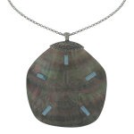 Les poulettes bijoux collier chaine argent pendentif dollar des sables en nacre et l