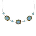 Les poulettes bijoux - collier chaine argent perles de boh�me turquoise et rondelles