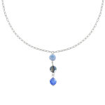 Les poulettes bijoux - collier chaine argent perles cristal facette�s bleues et lari