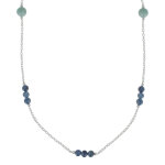 Les poulettes bijoux - collier chaine argent perles de lapis lazuli et de larimar