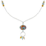 Les poulettes bijoux - collier chaine argent perle de verre orange anneau argent et