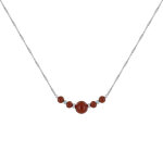 Les poulettes bijoux collier chaine argent rhodi� cinq perles de jaspe rouge et deux