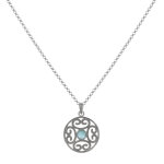 Les poulettes bijoux - collier chaine argent rhodi� m�daille arabesque et perle de l